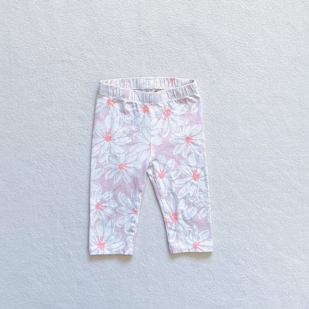 5/$18 Gap Floral Organically Grown Cotton Leggings Toddler Girl Pink White 2T
